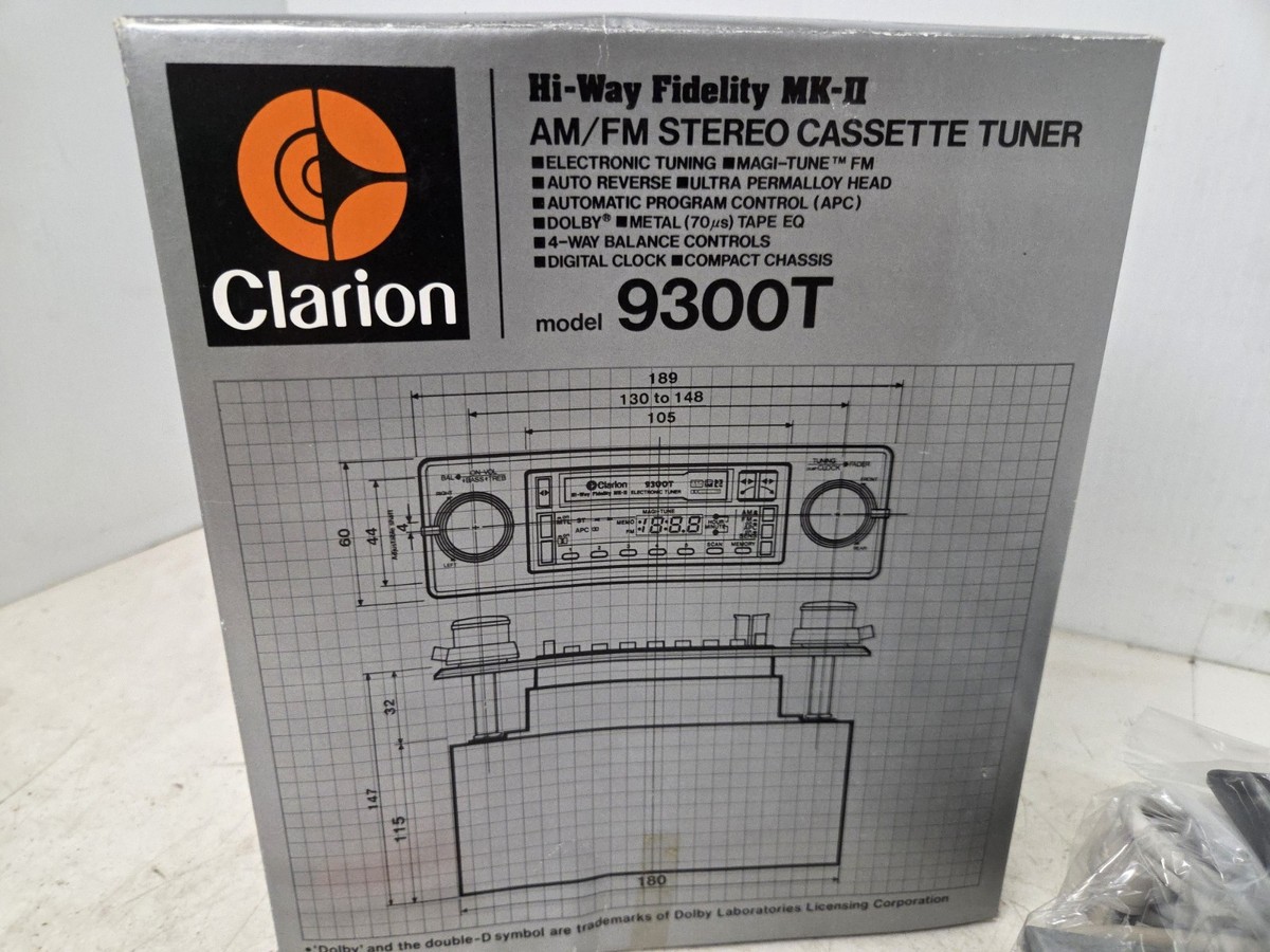 Vintage NOS Clarion 9300T AM/FM Stereo Cassette Tuner Shaft Mount