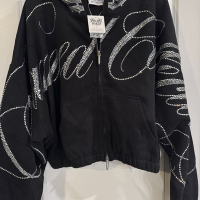 トップス NAMEDCOLLECTIVE ENEMY RHINESTONE HOODIE Enemy Rhinestone Crop Zip Hoodie Black – NAMED COLLECTIVE®