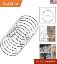 Macrame Hoops for Dream Catcher Metal Crafts Round Brass Plated Silver,Pack o...