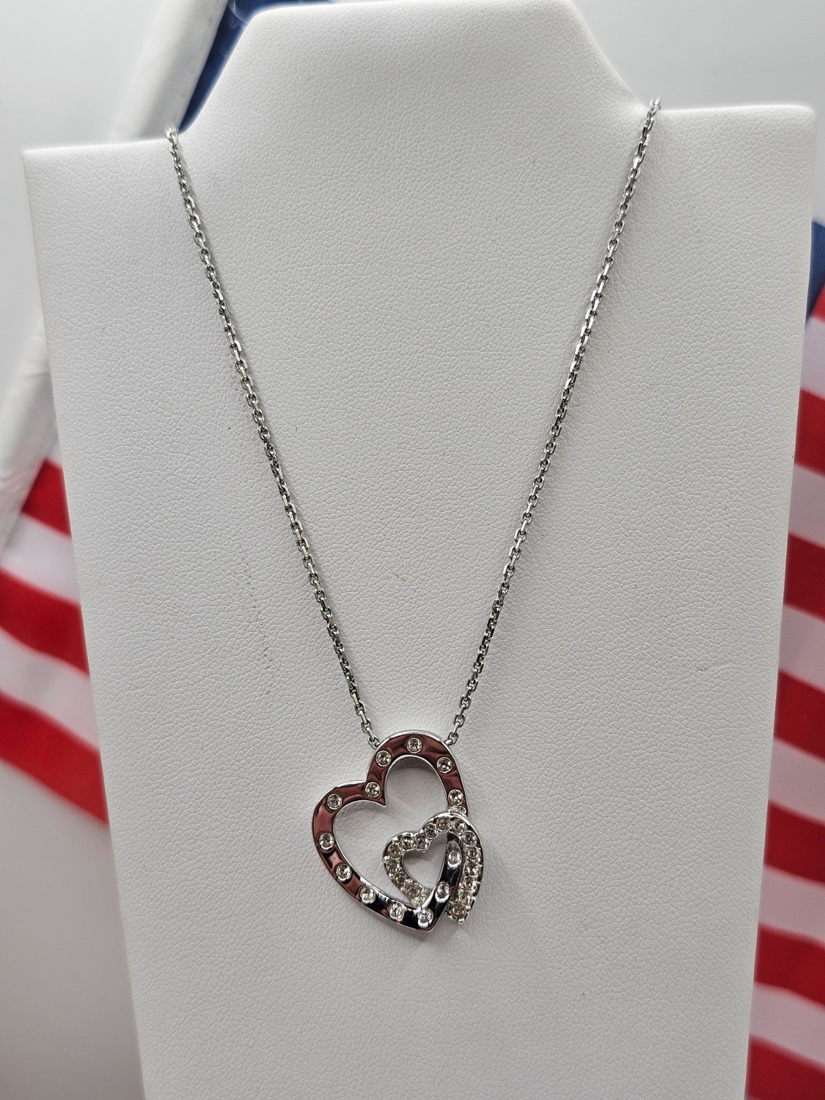 Swarovski Signed Interlocking double Heart Pendan… - image 1