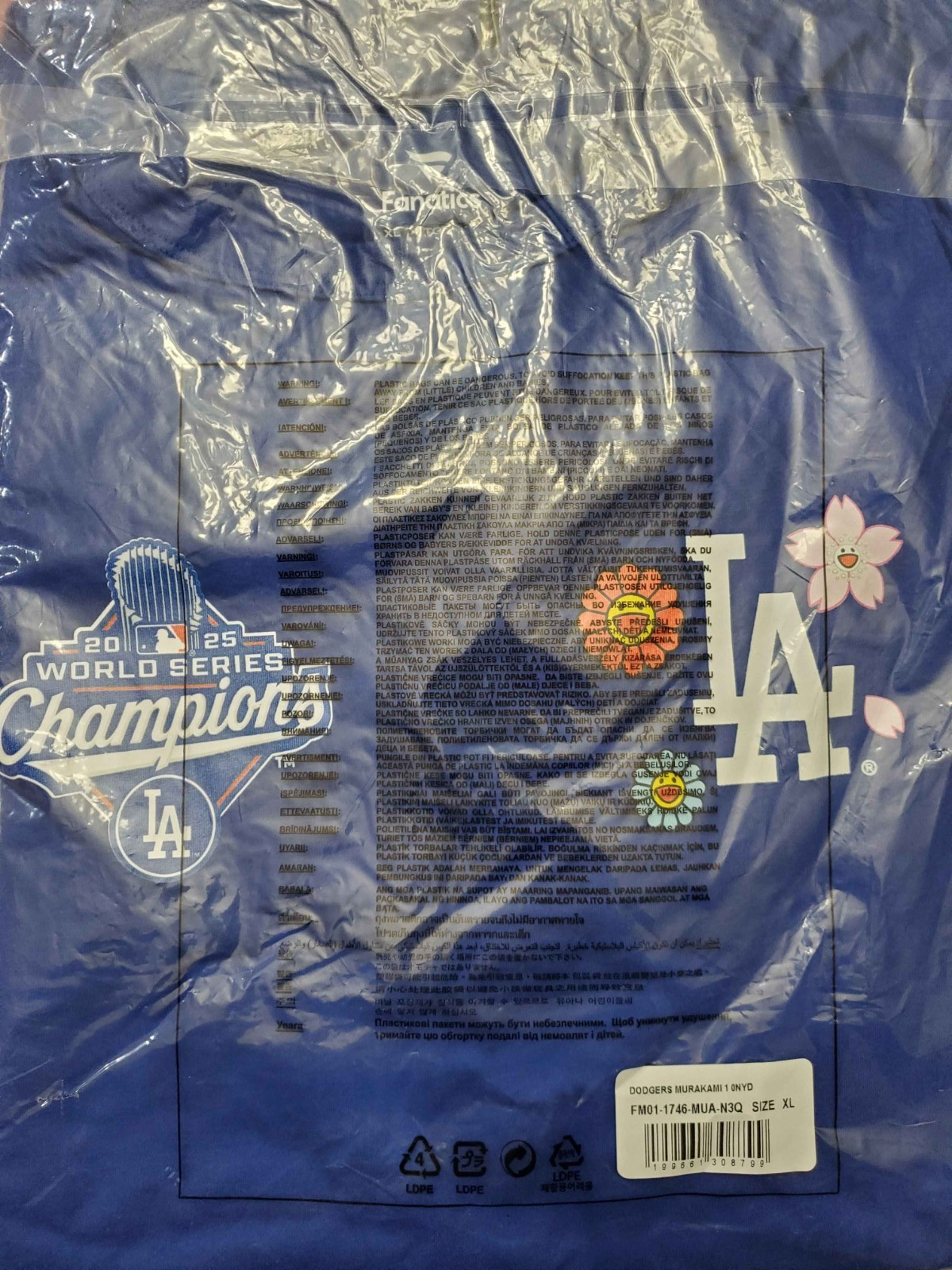 Takashi Murakami Los Angeles Dodgers World Series Champions Royal T-Shirt XL NWT