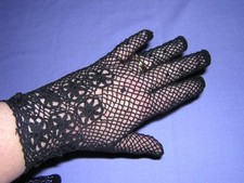 Vintage Black Crochet Lace Gloves See Photos Within Decription