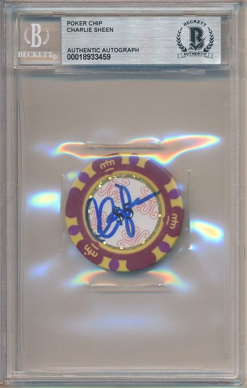 CHARLIE SHEEN SIGNED AUTOGRAPH LAS VEGAS POKER CHIP BGS AUTHENTIC AUTO BAS SP