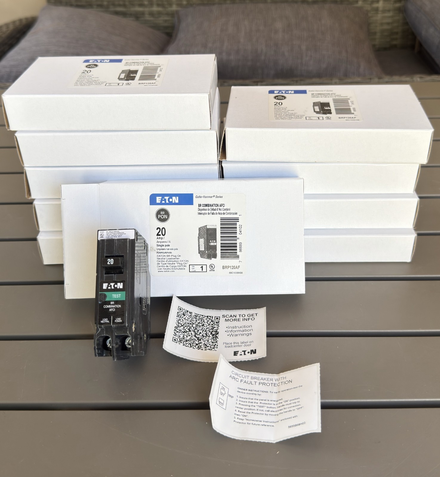 Eaton 20 amps Combination AFCI Single Pole Circuit Breaker BRP120AF