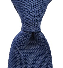 NWT TOM FORD Solid Navy Blue Knit Square Tip Silk Tie Italy 225