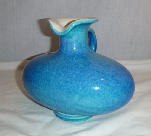 Vtg 60s Royal Haeger Potteries #4046 Oblong Jug Blue Indigo Glaze 6.5" H