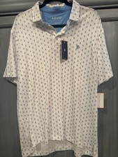 Izod Polo Mens Short Sleeve Shirt White Blue Pineapple XL New With Tags