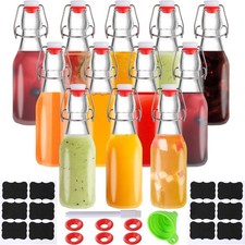 12 Pack 8.5oz Flip Top Glass Bottles,8.5oz Swing Top Glass Bottles with Lid ...