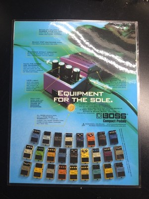 BOSS Compact Pedals Dealer Ad Laminate W/ Built In Easel Stand