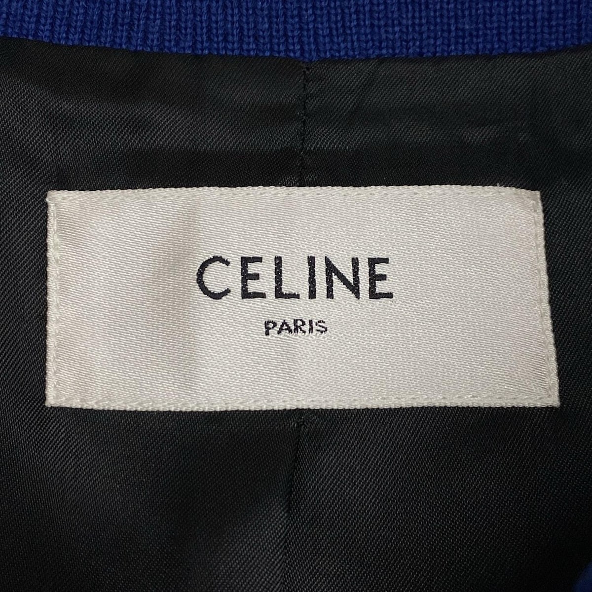 Auth CELINE Jackson Teddy Jacket 2V58N896C Blue White Wool, Nylon