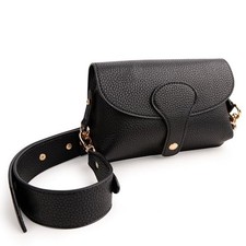Vegan Leather Crossbody Fashion Shoulder Bag Purse with Adjustable Strap Black