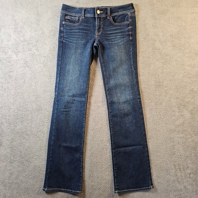 American Eagle Slim Boot Jeans Dark Wash Blue Stretch Denim Size 8L Long