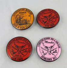 4 Livingston Manor Rod & Gun Club Pinback Button 1960's