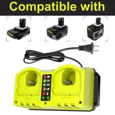 18V Dual-Port Simultaneous Charger for Ryobi ONE+ 18 Volt Battery P103 P108