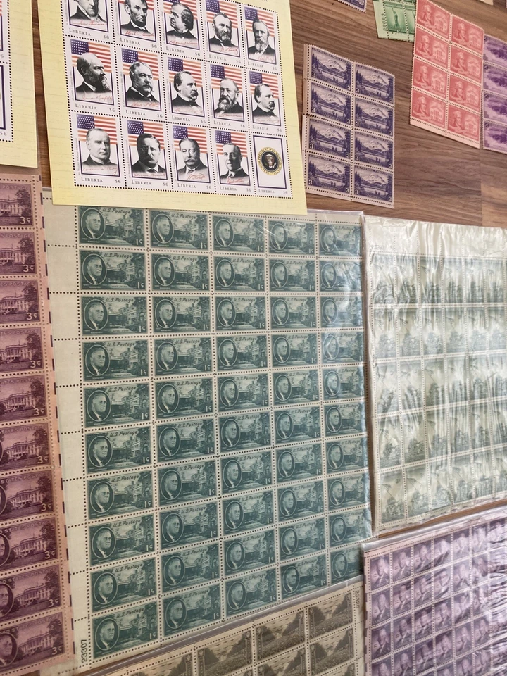 US Postage Stamp Lot Assorted MNH Mixed UNUSED Postage Due 1920-1950 sheets   - Image 3 of 4