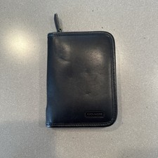 Vintage Coach Black Leather Zip Around Travel Organizer Case Wallet