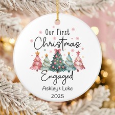 Personalized Engagement Ornament Our First Christmas Engaged Gift Future Mrs.
