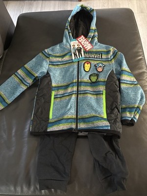 Marvel Super Heroes 3pc Hoodie T-Shirt Jogger Set Boys 4T Blue Black NWT