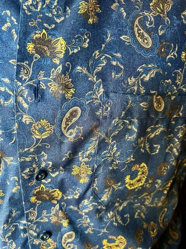 Neu mit Etikett Leo Chevalier BÜGELFREI 100 % BAUMWOLLE marineblau Large LS Paisley/Blumendruck WOW - Bild 11 von 16