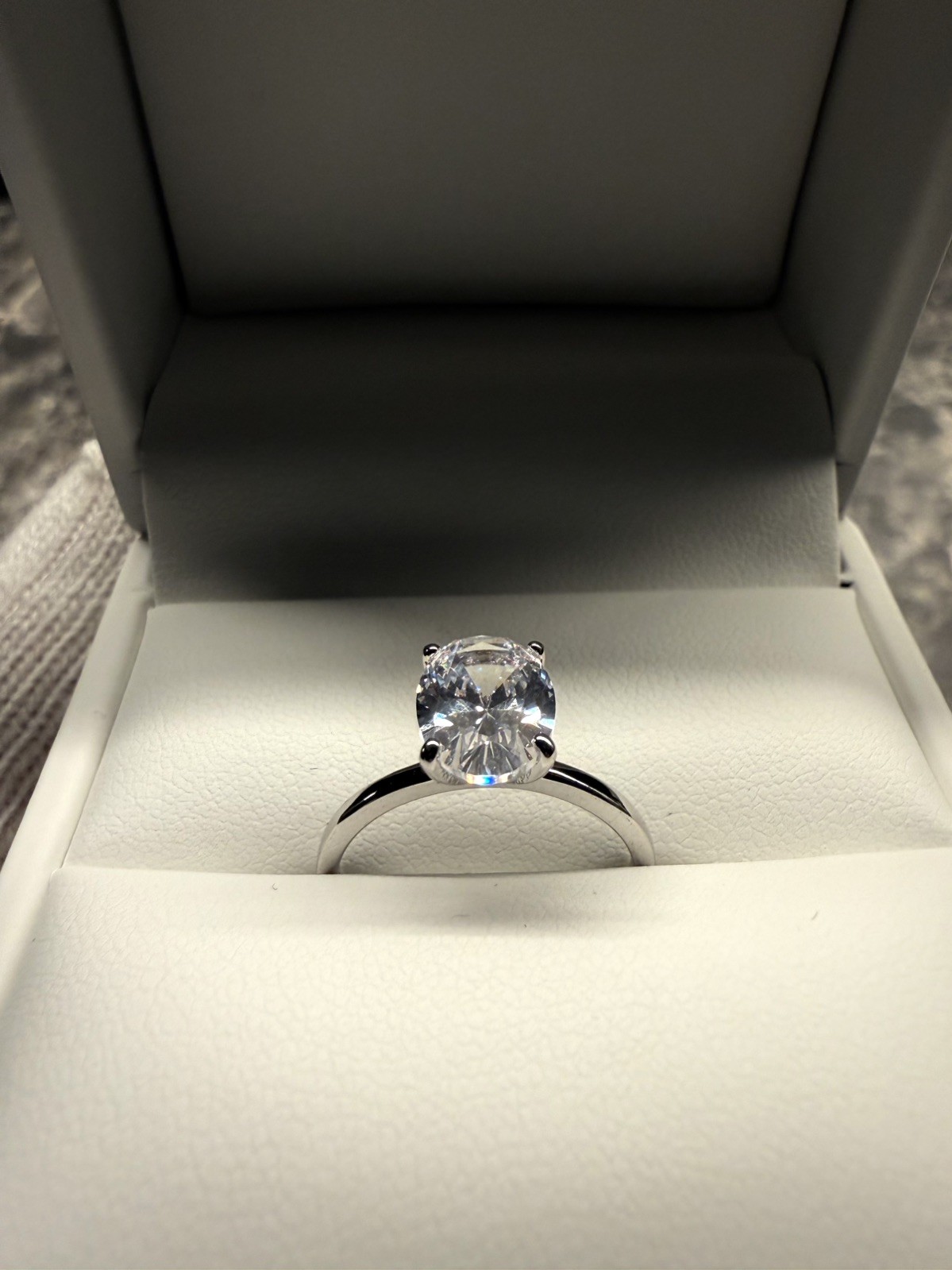 Ring Engagement Ring Silver Gemstone 2 Carat, Size 7