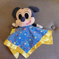 Disney Mickey Mouse Rattle Lovey Just Play Plush Baby Toy Satin Edges