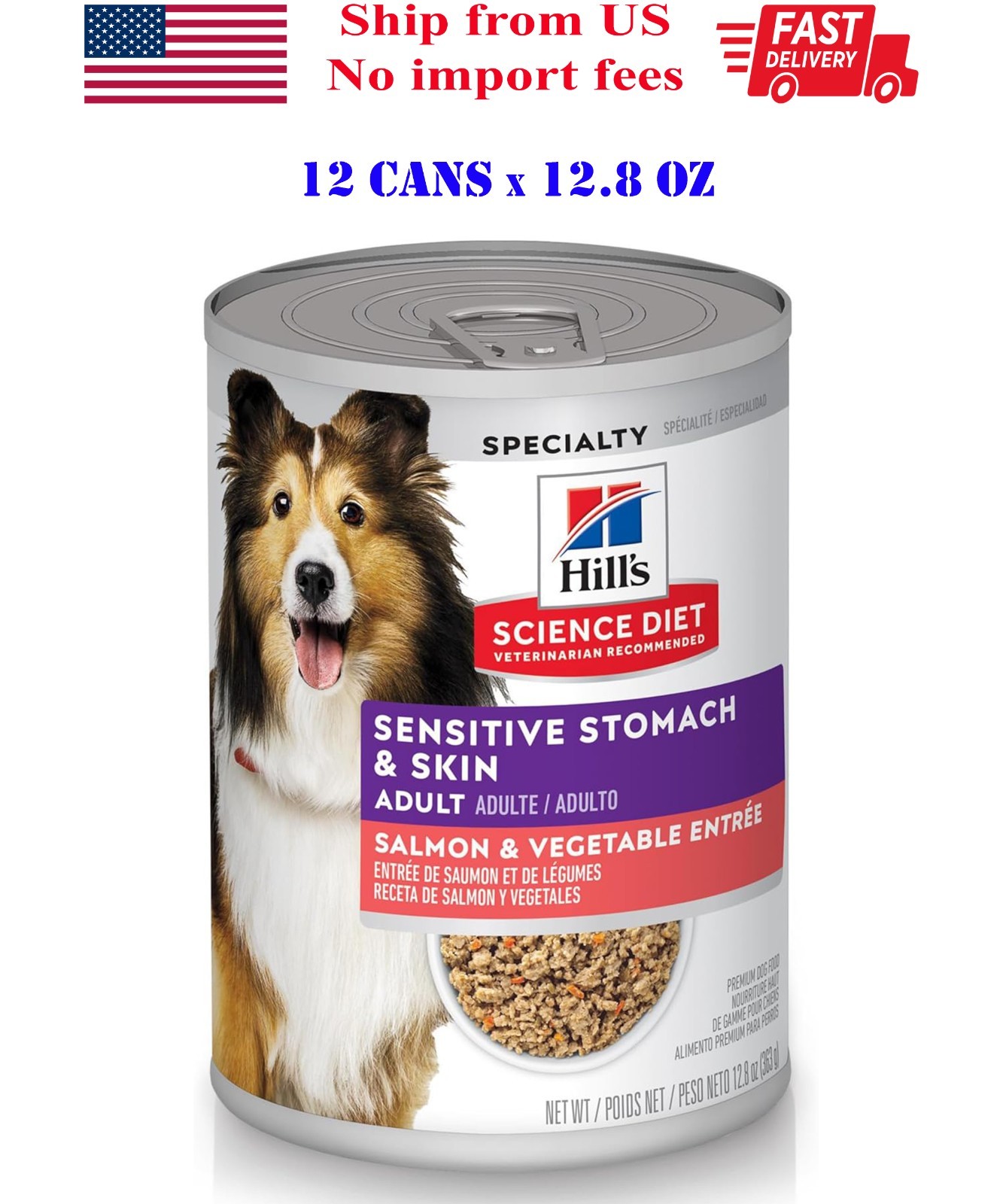 Hill's Science Diet Adult Sensitive Stomach & Skin Salmon Wet Dog Food, 12 CANs