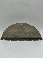 Collectible 6 Spoon Display Hanger Silver Tone Metal With Holland Scene
