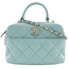 CHANEL Matelasse 2WAYShoulder Trendy COCO Mark Handbag light blue Calfskin...