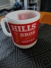 Vintage Hills Bros Coffee Milk Glass Coffee Mug Vintage Advertising Logo