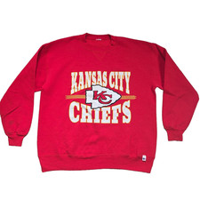 Vintage Kansas City Chiefs Sweatshirt Russell Athletic Large L Red Crewneck USA