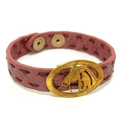 FENDI Selleria Armband in Rotgold und Leder mit Pferdemotiv für Damen
