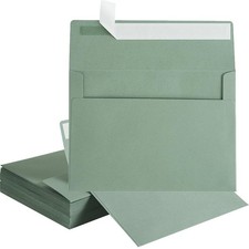 50 Pack 5 x 7 Envelopes A7 Self Seal, 5.24 x 7.21 One Size, Sage Green