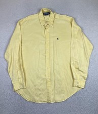 Ralph Lauren Shirt Mens Large Yellow Blake Silk Linen Button Down Long Sleeve