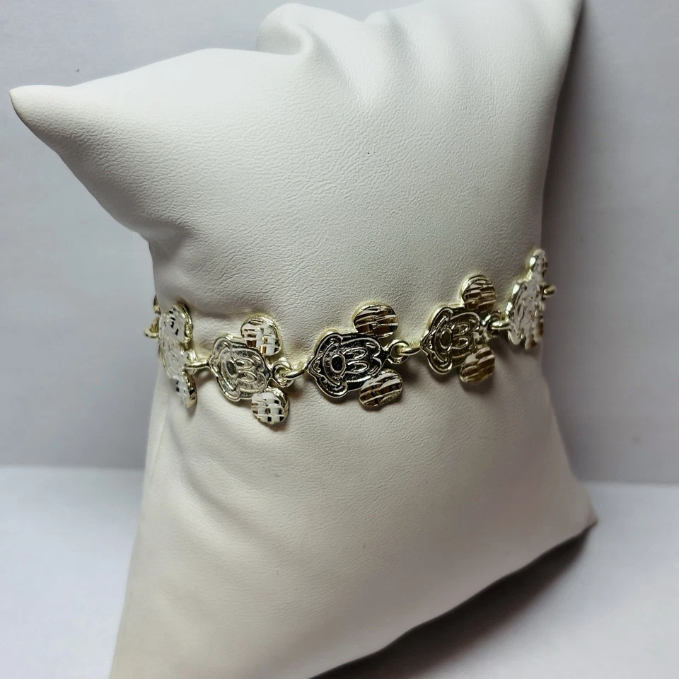 Brazalete con cabeza de Mickey Mouse de plata de ley 925 de 7 pulgadas Foto 4 de 4