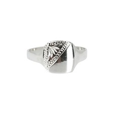 Sterling Silver 925 Oval & Cushion Signet Ring Engraved Pattern Unisex