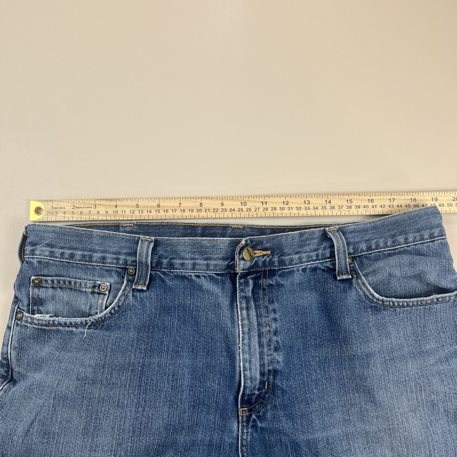 Carhartt Relaxed Fit Jeans Mens 38x32 Blue Workwear Lightly Distressed thumbnail 9