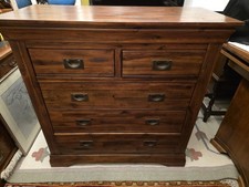 Solid Dark Wood 5 Drawers Chest Side Of Drawers