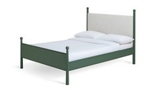 Kingsize Bed Frame Green Upholstered Fabric Headboard Bedroom Furniture