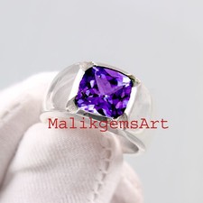 Amethyst Men Ring Natural Amethyst Gemstone 925 Sterling Silver Men New Ring 21