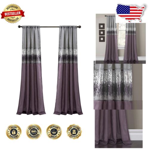 Sleek 42" W x 95" L Sequin Window Curtain - Perfect for Bedroom & Living Room