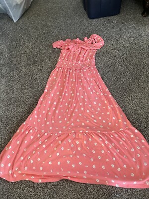 Cat & Jack Pink Floral Maxi Off the Shoulder Dress XL