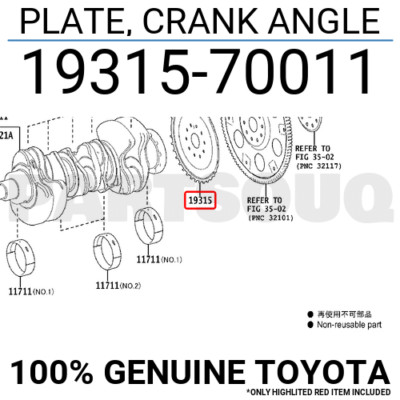 1931570011 Genuine Toyota PLATE, CRANK ANGLE 19315-70011 | eBay