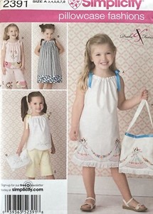 Simplicity 2391 Girls Pillowcase Fashions Dress Top Pants Pattern Size 3-8 Uncut