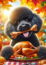 Poodle Black Thanksgiving Flag