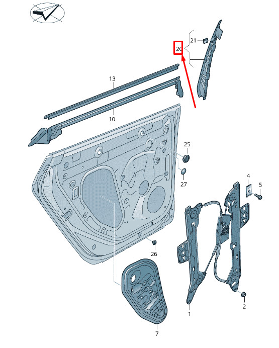Support de joint de porte arrière gauche pour VW Arteon 3H 3G8839151B