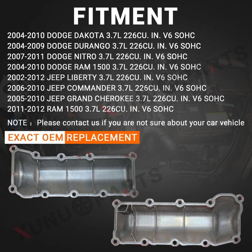 Cubiertas de válvula izquierda + derecha de aluminio para Jeep Grand Cherokee Liberty 2005-10 3,7 L Foto 3 de 4