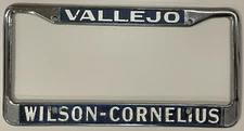 Wilson Cornelius Vallejo CA Vintage Metal Ford Dealership License Plate Frame