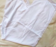 White Work Trousers Uniform Plain Chef Unisex nurse medical Kitchen Pants size L