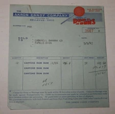 Vintage 1947 Akron Candy Company Dum Dums Advertising Sales Receipt 