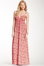 Splendid Floral Purple Red Poppy Maxi Sleeveless Long Dress S Small